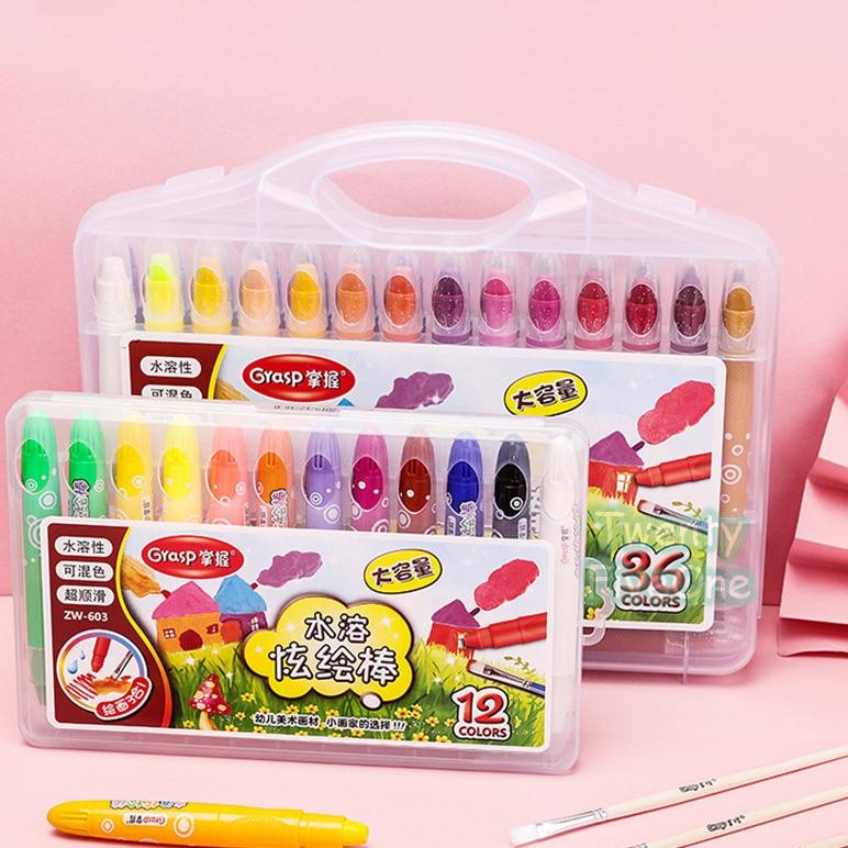 

Crayon Grasp Mata Besar 24/36/48 Warna Krayon Lembut Water Soluble Crayon AST