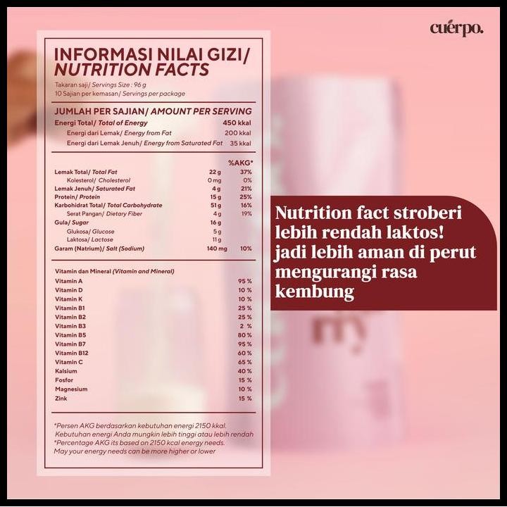 

Terlaris Cuerpo 2 Lbs 945Gram Susu Vanilla & Coklat Good Quality