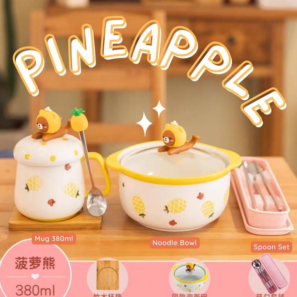 HIYURI Mangkok Makan Fruit Animal Noodle/Mangkok Keramik/Mangkok Mie/Mangkok Ramen/Mangkok Sayur/Man