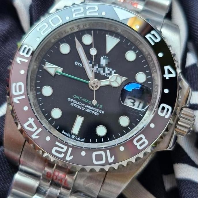 Tersedia AkH Watch474 Jam tangan Luxury Pria GMT MASTER-II 'BRUCE WAYNE' JUBILEE Automatic Jam tanga