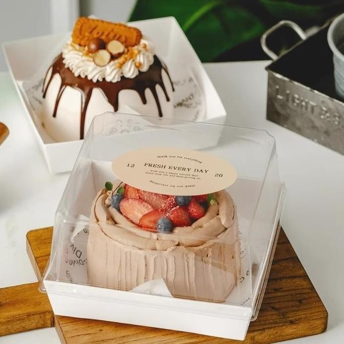 

10Pcs 16X16X10Cm Paper Box Kue Tart Mika Box Kotak Kue Cake Puding Dessert