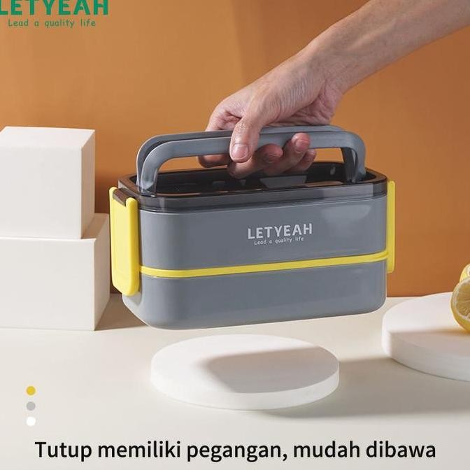 Letyeah Kotak Makan 1600Ml/ Kotak Bekal Makan Portabel / Lunch Box 2 Layer