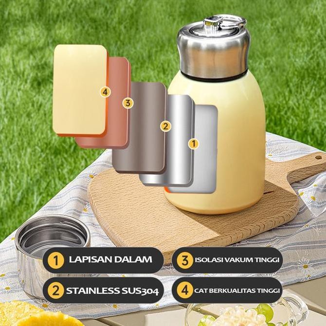 Tumbler Handle Mini Thermos Vakuum Insulated Hot And Cold 300 Ml  Tahan Panas Dingin Botol Gemoy Uni