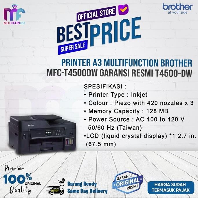 Murah Printer A3 Multifunction Brother Mfc-T4500Dw Garansi Resmi T4500-Dw
