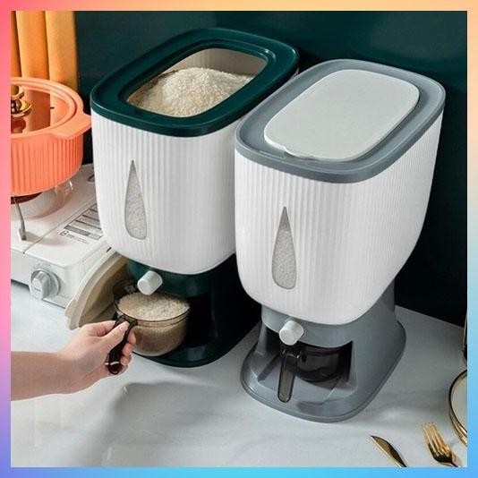 Dispenser Beras 10 Kg Tempat Wadah Penyimpanan Beras Otomatis Modern