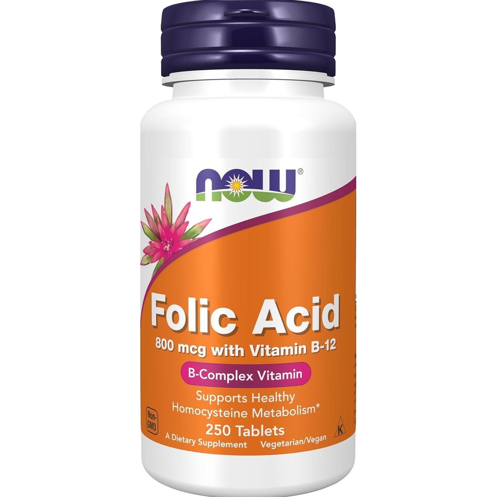 Now Foods Folic Acid 800Mg 250 Capsules Vitamin B12 B-12 B-Complex