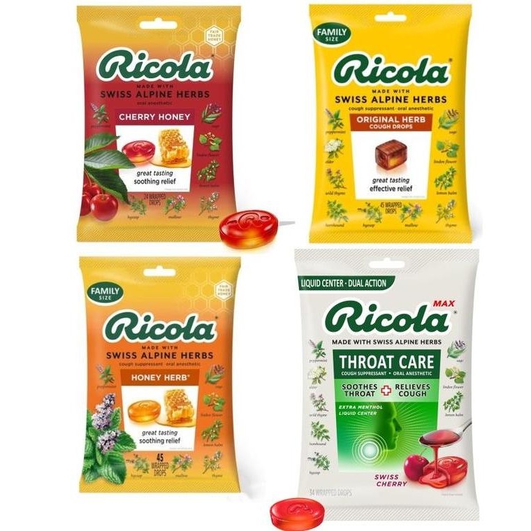 

Ricola Cherry Honey Drops Naturally Soothing Relief Sore Throats