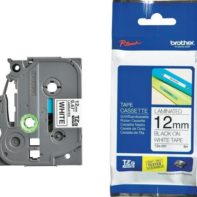 

Brother Tze-231 12Mm Black On White/Brother P-Touch Printer Label Tape New Stok