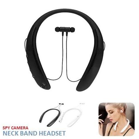 Tersedia Spy Cam Bluetooth Headset Neck Band - Kamera Pengintai - Spy Camera Portable