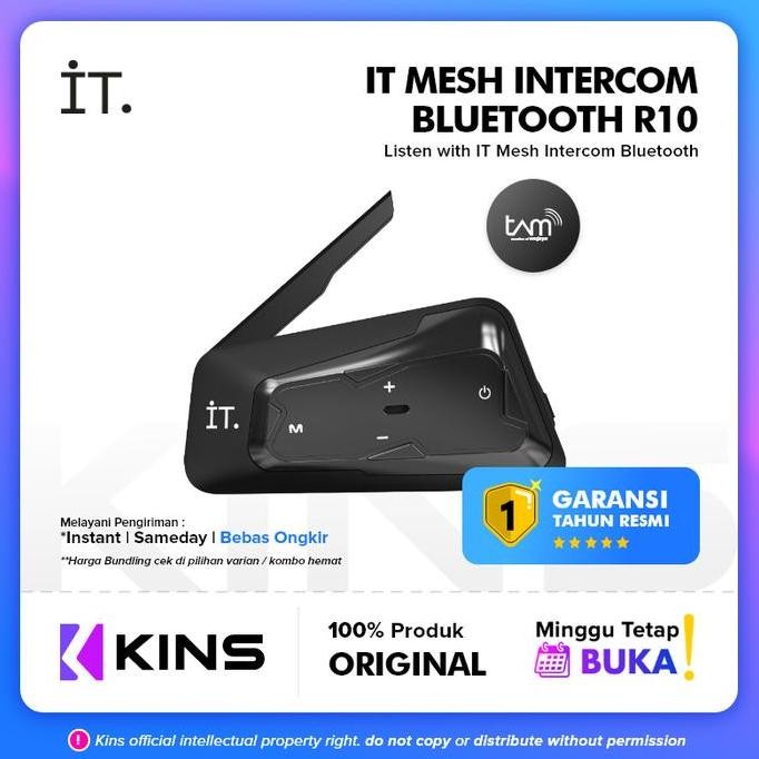 IT R10 Mesh Intercom Bluetooth Headset R10 Garansi Resmi TAM - Black