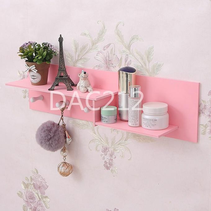 Rak dinding vintage DAC (dgn 3buah hook gantungan) TANPA TUTUP PINK