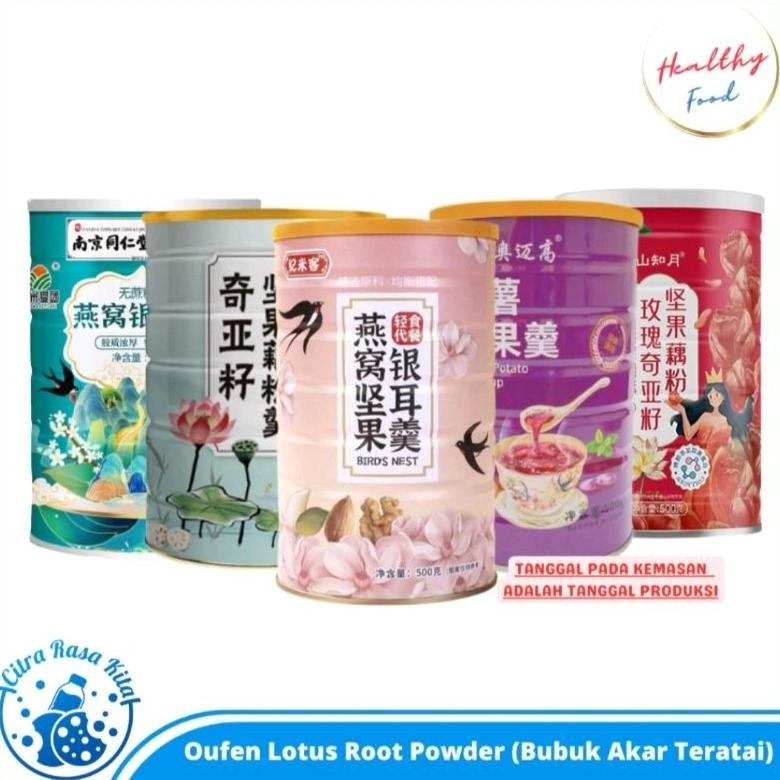 

Ready Halal (500Gr)Oufen Lotus Root Powder Bubuk Akar Teratai Makanan Sereal Diet Sehat/Bubuk Akar Teratai