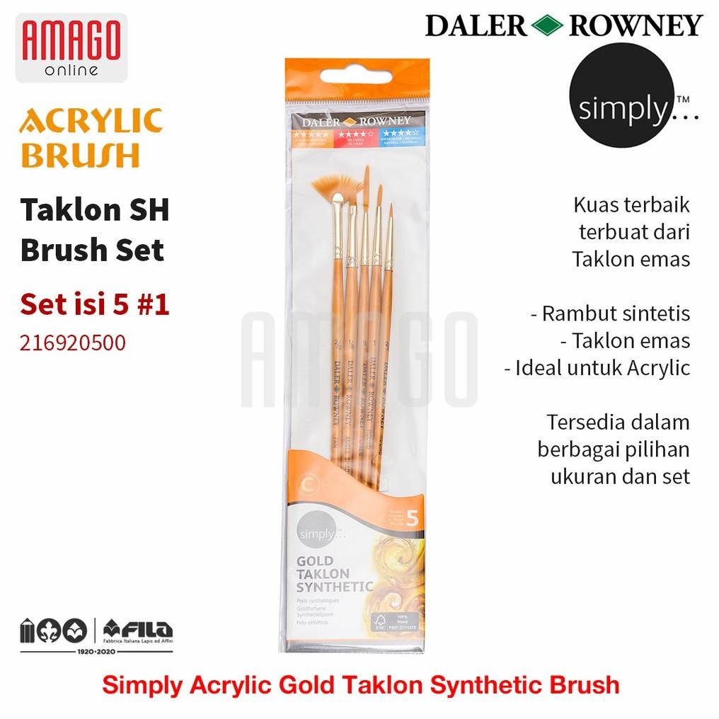 

DALER-ROWNEY Simply Acrylic Gold Taklon Brush Set 5 pcs #1 - 216920500 AST