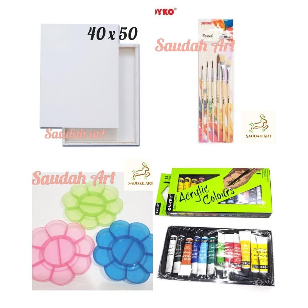 

Paket Kanvas Lukis (kanvas 40x50,kuas,palet,cat akrilik) AST
