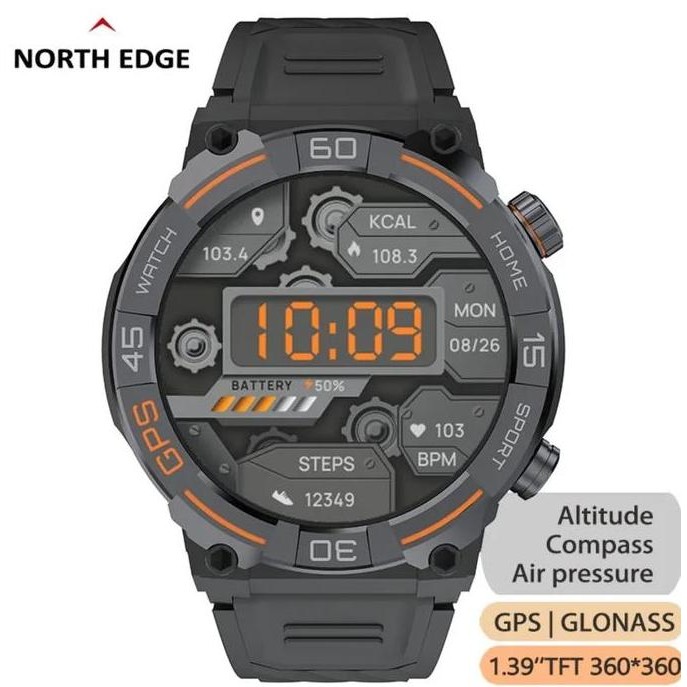 Murah North Edge Mg02 Jam Tangan Pria Smart Watch Waterproof Ip68 Altimeter Barometer Kompas