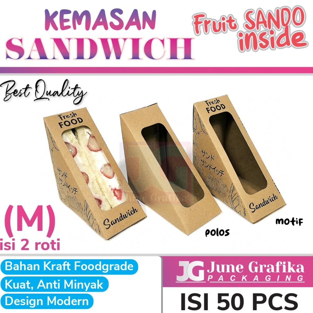 

Ready (Isi 50Pcs) Kemasan / Box Sandwich / Packaging Kraft Sandwich / Kotak Roti Kraft / Mika Segita Sandwich / Mika Sandwich Segitiga / Mika Sandwich / Mika Fruit Sando / Mika Sando - Size M (Muat Untuk 2 Roti)