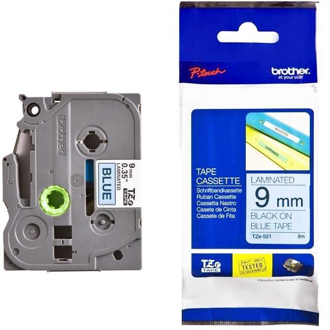 

Label Brother Tape Tze-521 9Mm Black On Blue Tze-521 New Stok