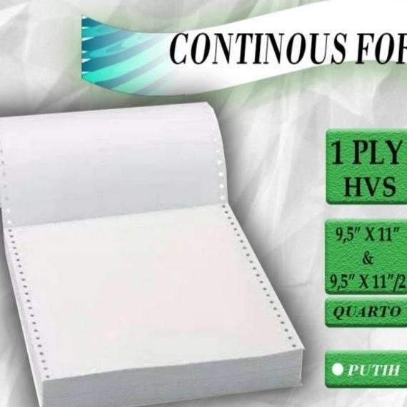 

NEW Kertas continuous form 1 ply 9 1/2 x 11 bagi 2 1 dus