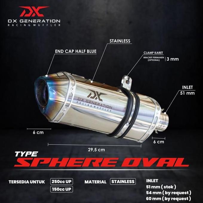 Knalpot Dx Generation Sphere Oval Fullsystem H.Blue Nmax Aerox Pcx Adv Terlaris