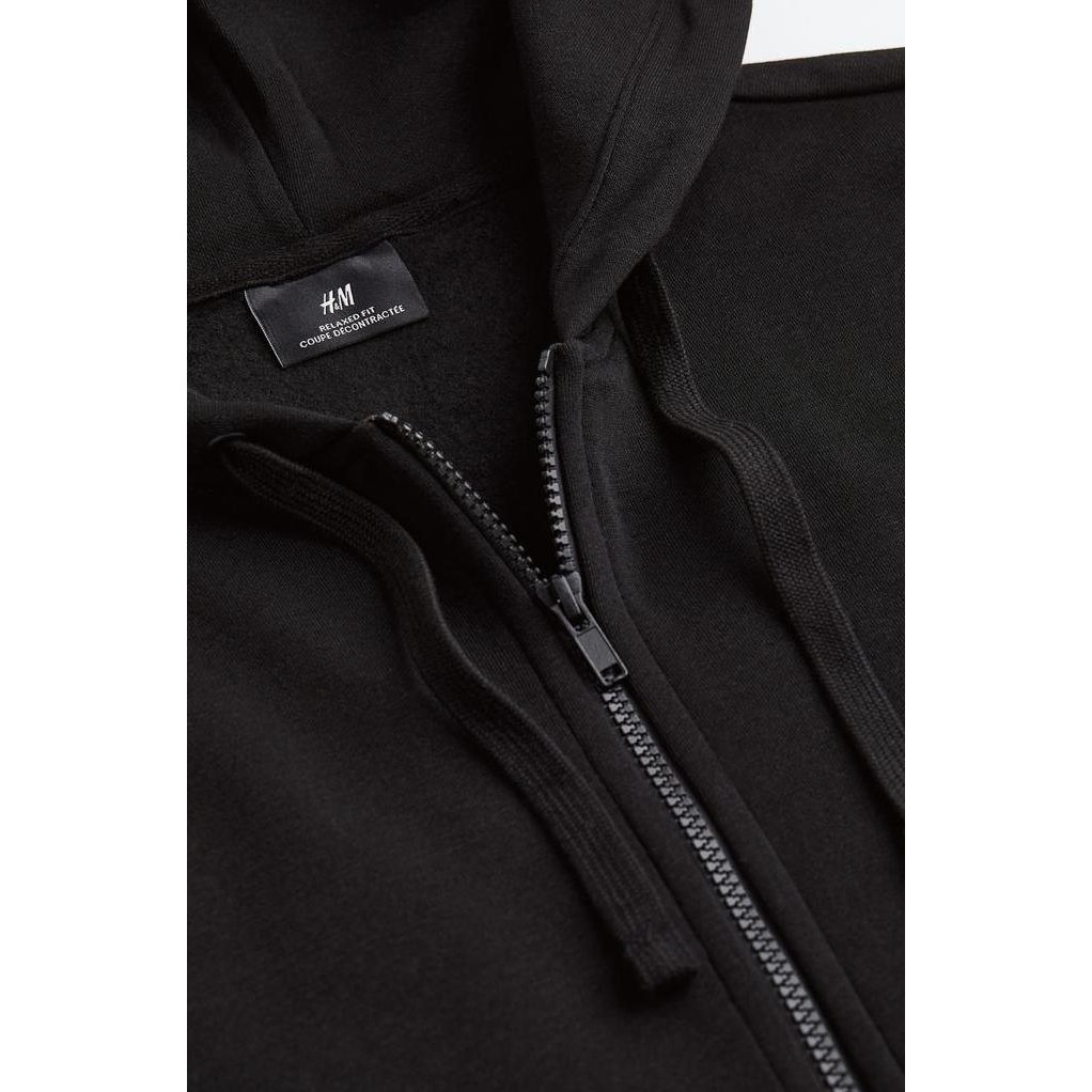 H&M Relaxed Fit Zip Through Hoodie - Black