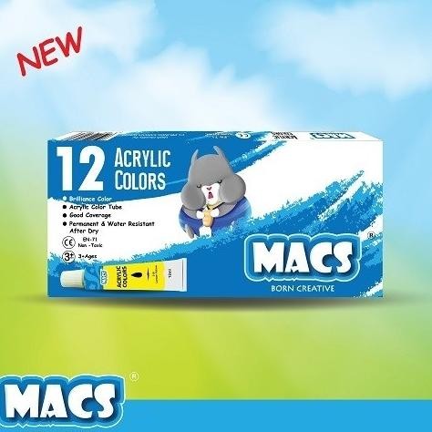 

Cat Akrilik set MACS Acrylic Paint tube 12ml 12 Warna AST
