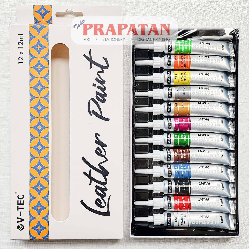 

V-TEC Acrylic Leather Paint 12x12ml LPC-1012 | Cat Bahan Kulit AST