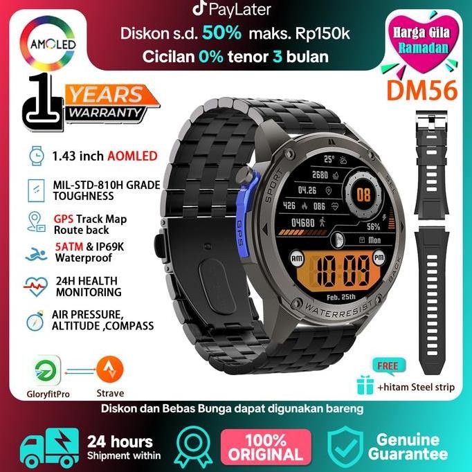 Timever Dm56 | Built-In Gps | 5Atm | Aod Jam Tangan Pintar | Jam Tangan Militer | Ketinggian/Tekanan