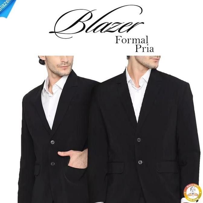 Jas Blazer Pria Jas Kerja Kantor Cowo Polos Dewasa Anak Cowok Pakaian Formal Dasar Hitam Abu Bahan P