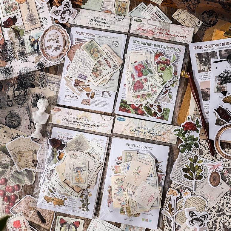 

100pcs (1 Pack) Kertas Hias Jurnal Vintage Journal Seri Teh Sore Retro Journal AST