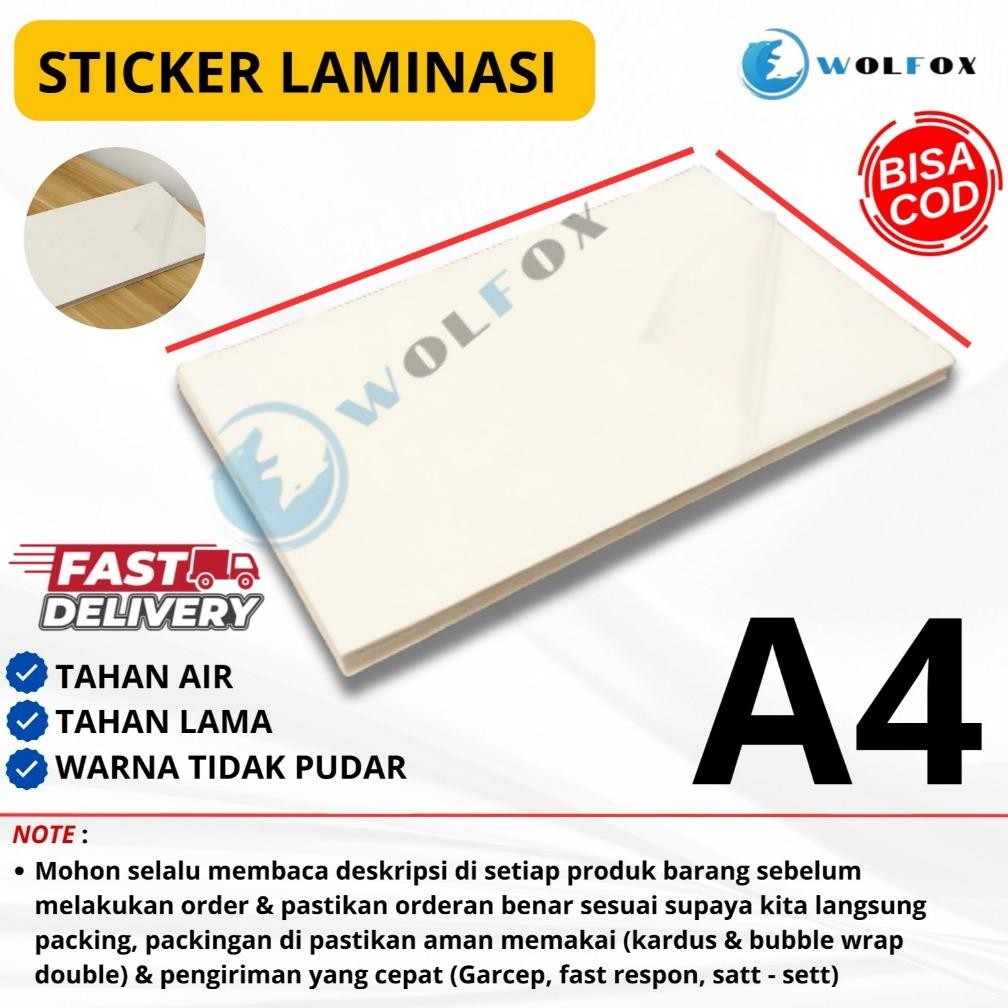 

Stiker Laminasi Dingin Glossy / DOFF A4 AST