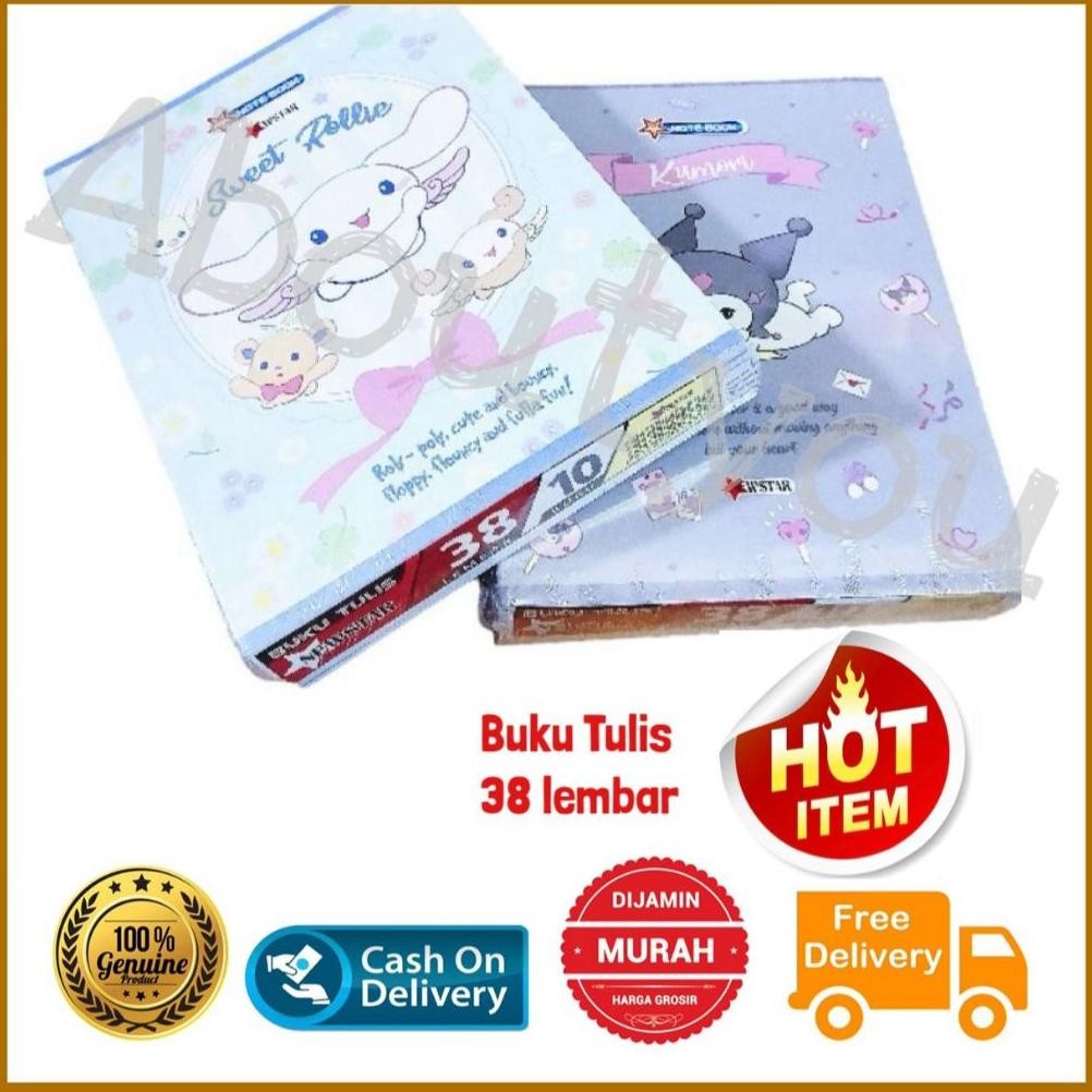 

VIRAL 10pcs Buku Tulis KUROMI Cinnamoroll Buku Sanrio 38 lembar Karakter Kuromie Book AST