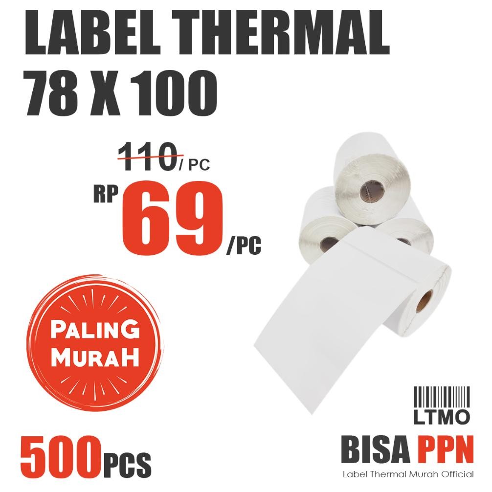 

Label Barcode MURAH 78 x 100 kertas stiker thermal 500 pcs 80x100 AST