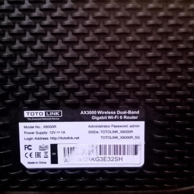 Totolink Ax 3000 Model No: X6000R New Stok