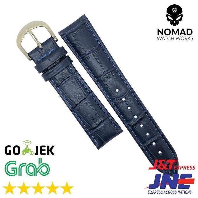Tersedia 20 MM - STRAP KULIT BUAYA STAMP - TALI JAM TANGAN KULIT - BIRU