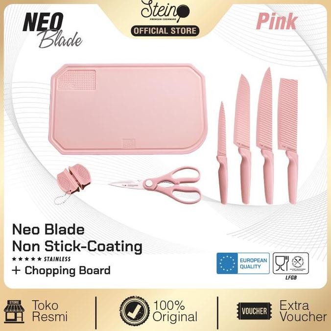 Stein Cookware Neo Blade Pink [Pisau Set + Talenan Set]