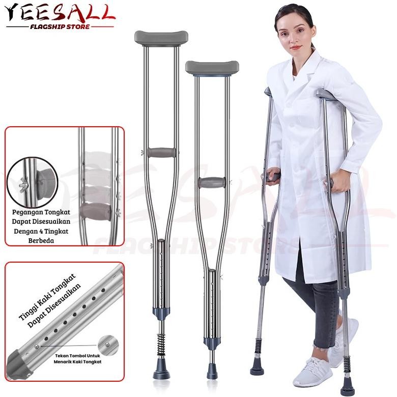 Tongkat Ketiak Stainless/Tongkat Ketiak Alat Bantu Jalan Tongkat Kruk Crutch/ Crutch / Kruk Sella / 
