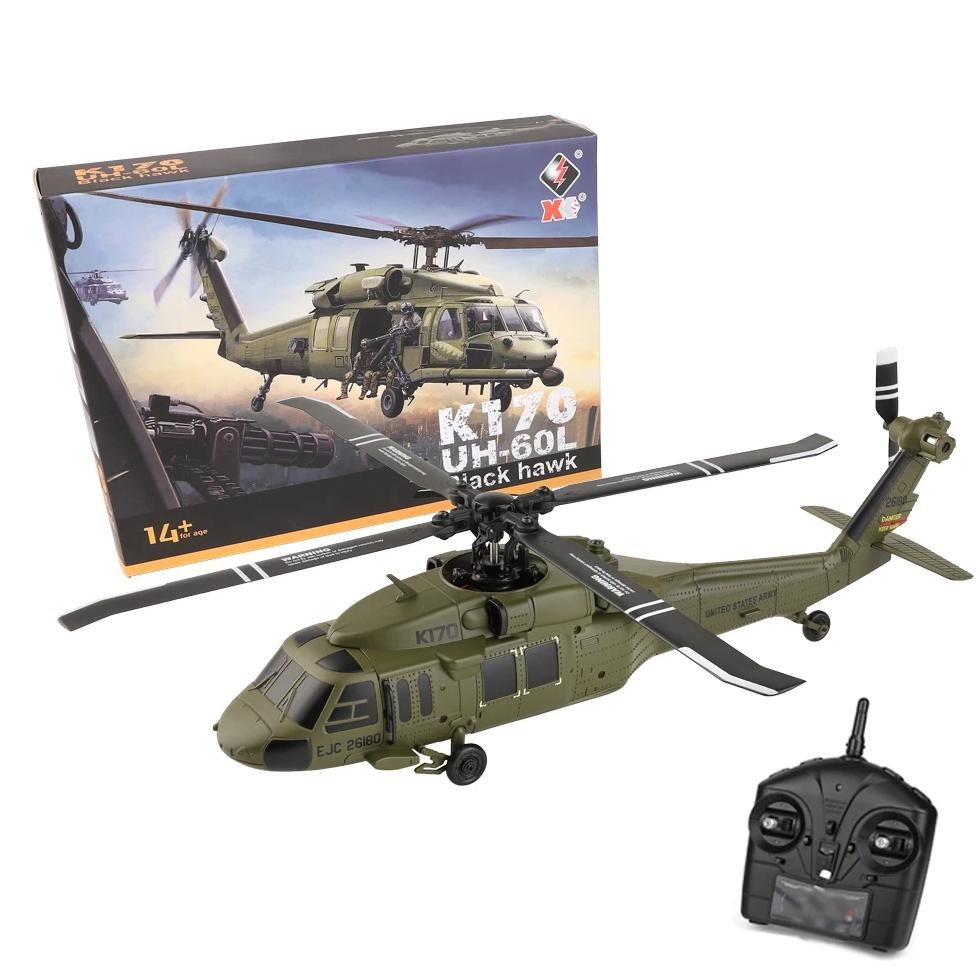 K170 Rc Helicopter Uh-60L 4 Channel Remote Control Brushless Helicopters With Gyro And Led Light Dur