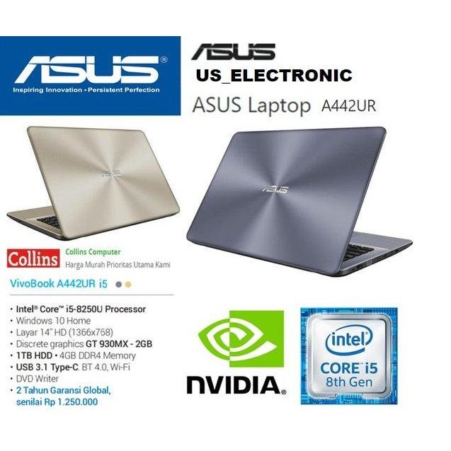 Tersedia ASUS A442UR CORE I5 8TH Nvidia Geforce 2GB RAM  20 GB/512 SSD FREE TAS