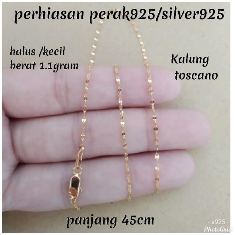 Ready Kalung Toscano Perak Asli 925 Lapis Mas Kuning Silver925, Kalung Mini