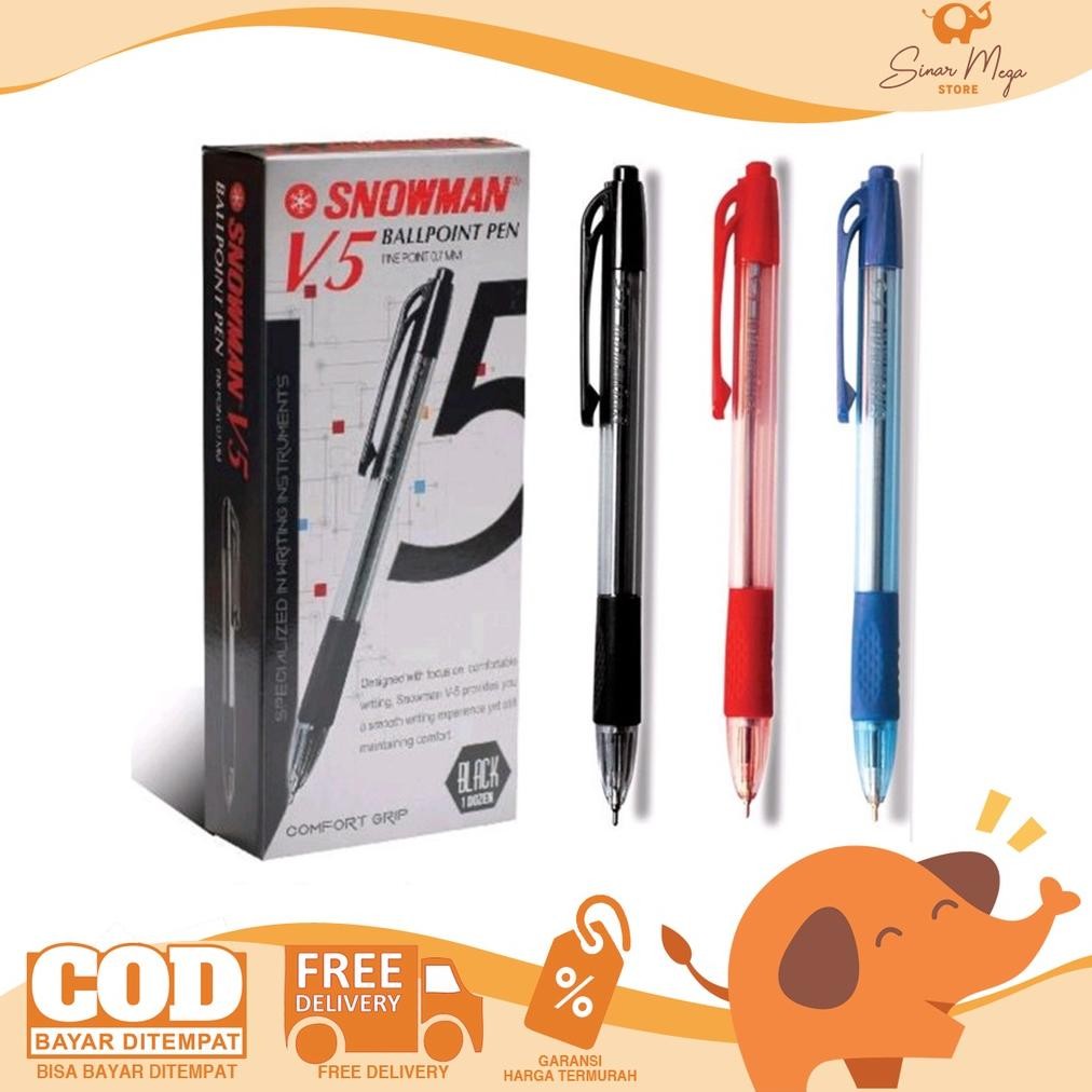 

DIJUAL LUSINAN Snowman Pulpen V5 Black & Biru 0.7mm Pena Ballpoint Berkualitas