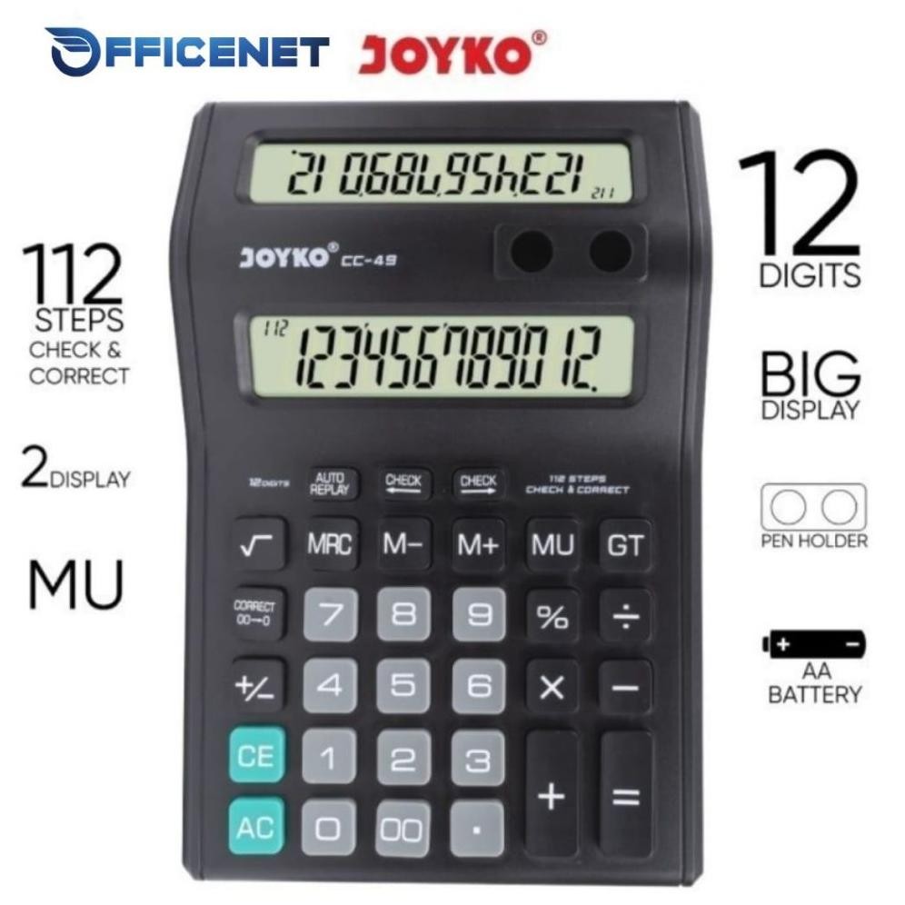 

KALKULATOR DAGANG 2 LAYAR CC 49 DUAL DISPLAY CALCULATOR 12 DIGIT JOYKO (Gratis Baterai)