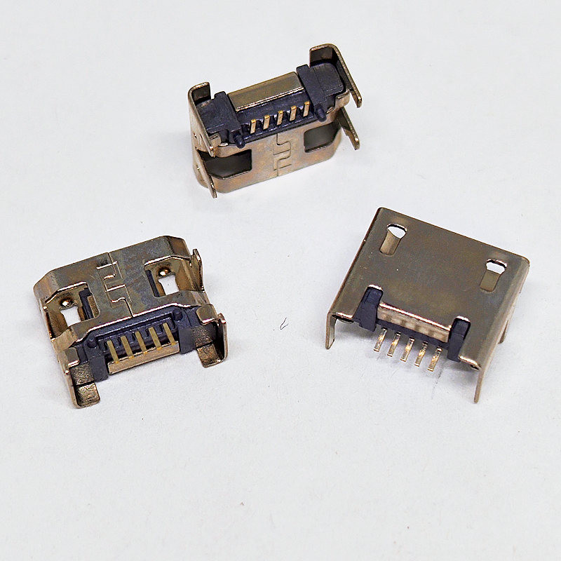 

100Pcs Konektor Usb Mikro 5Pin Jack Kursi Usb Mikro Empat Kaki 5P Kursi Pelat Penyisipan Soket Pengi