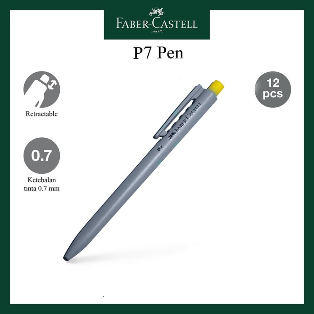 

Pulpen Ballpoint Faber Castell P7 / Black / Grey / Hunter Green / Royal Blue / Per Box Gratis 2 Pcs