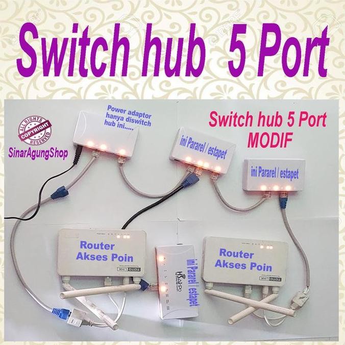 Switch Hub 5 Port Modif Poe Hsairpo New Stok