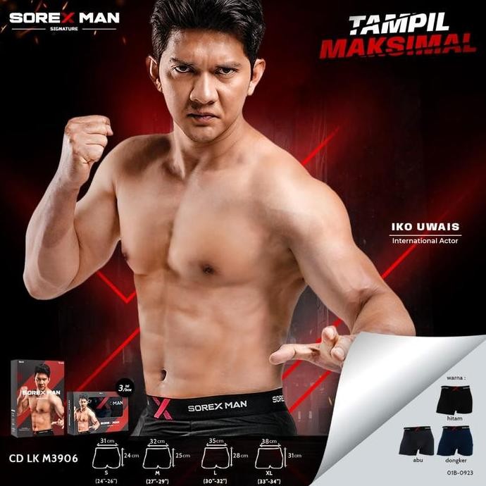 Terbaru Paket 3 Pcs Sorex Man Seamless Trunk Special Edition M 3816 Detail Cd - Bahan 92% Nylon + 8%