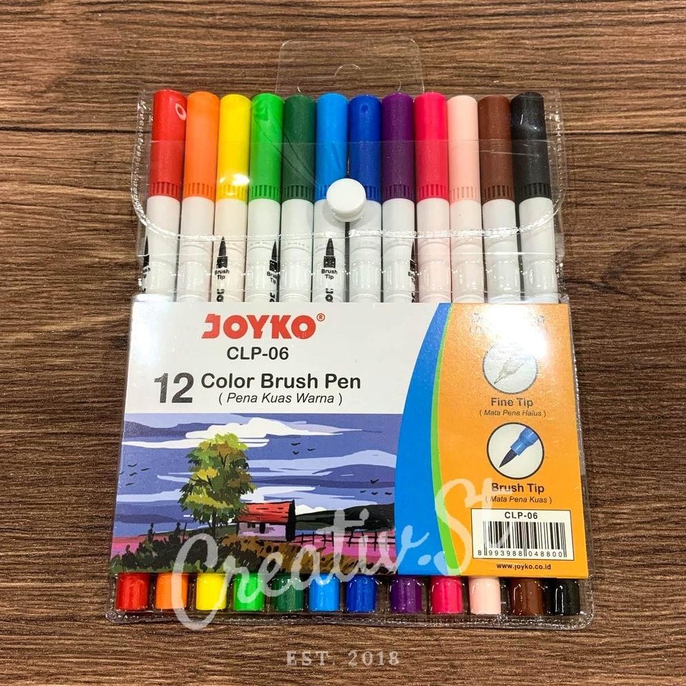 

JOYKO Brush Pen 12 Warna Brush + Pen Clp-06 Set Spidol Kaligrafi