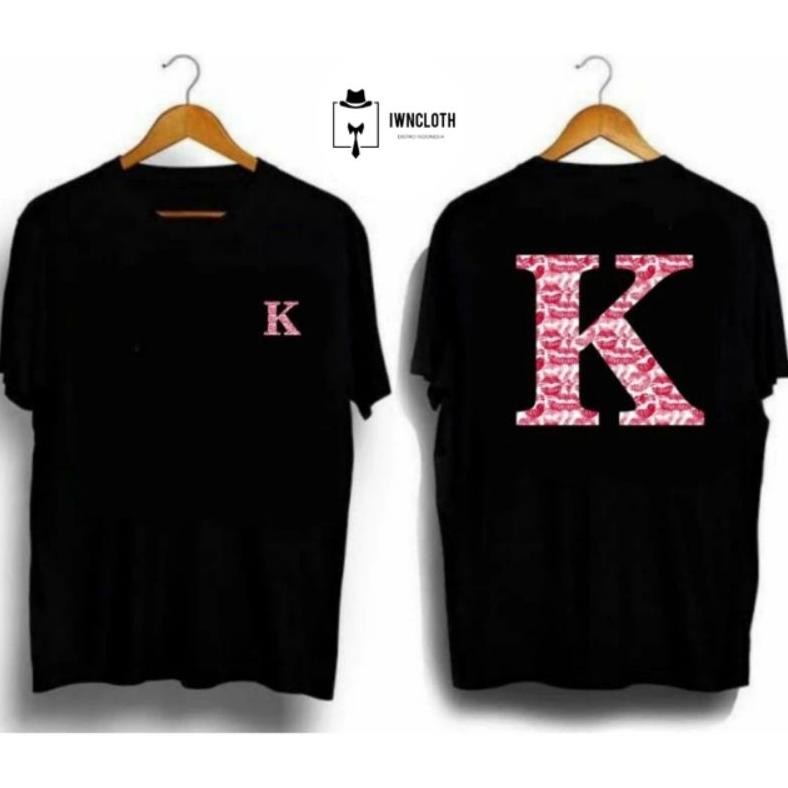 Promo Kaos Inisial Nama Huruf K Kiss Sablon Dtf T-Shirt Kaos Distro Pria Wanita
