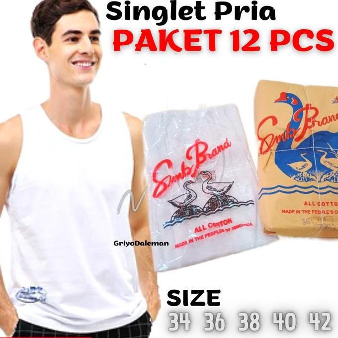 Ready [Paket 12 Pcs] Singlet Swan Kaos Singlet Pria Singlet Murah Termurah