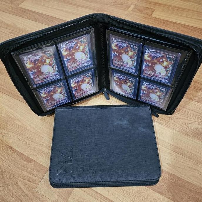 

zip zipper Toploader Binder Photo Card TCG album leather 2x2 4 Pocket lc