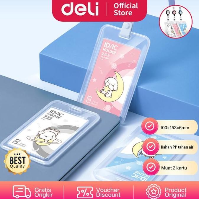 

Deli Name Tag Gantungan Kartu Transparan Lanyard Bisa Ditarik 6480X Co